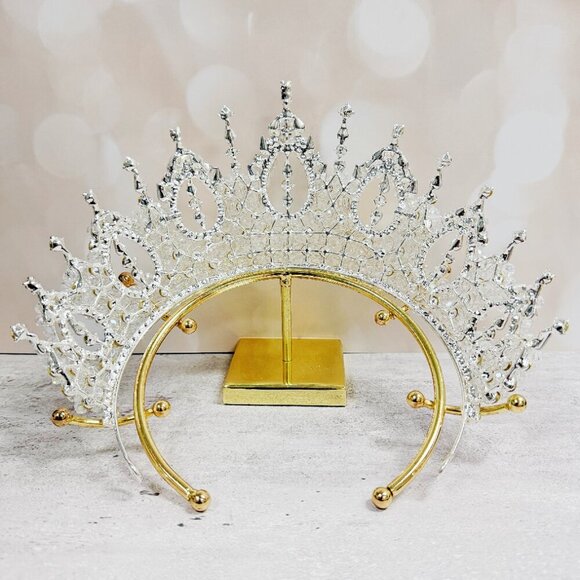 Wedding Crown, Diamond Crystal Crown, Bridal Jewelry, Silver Bridal Headpiece main image 5
